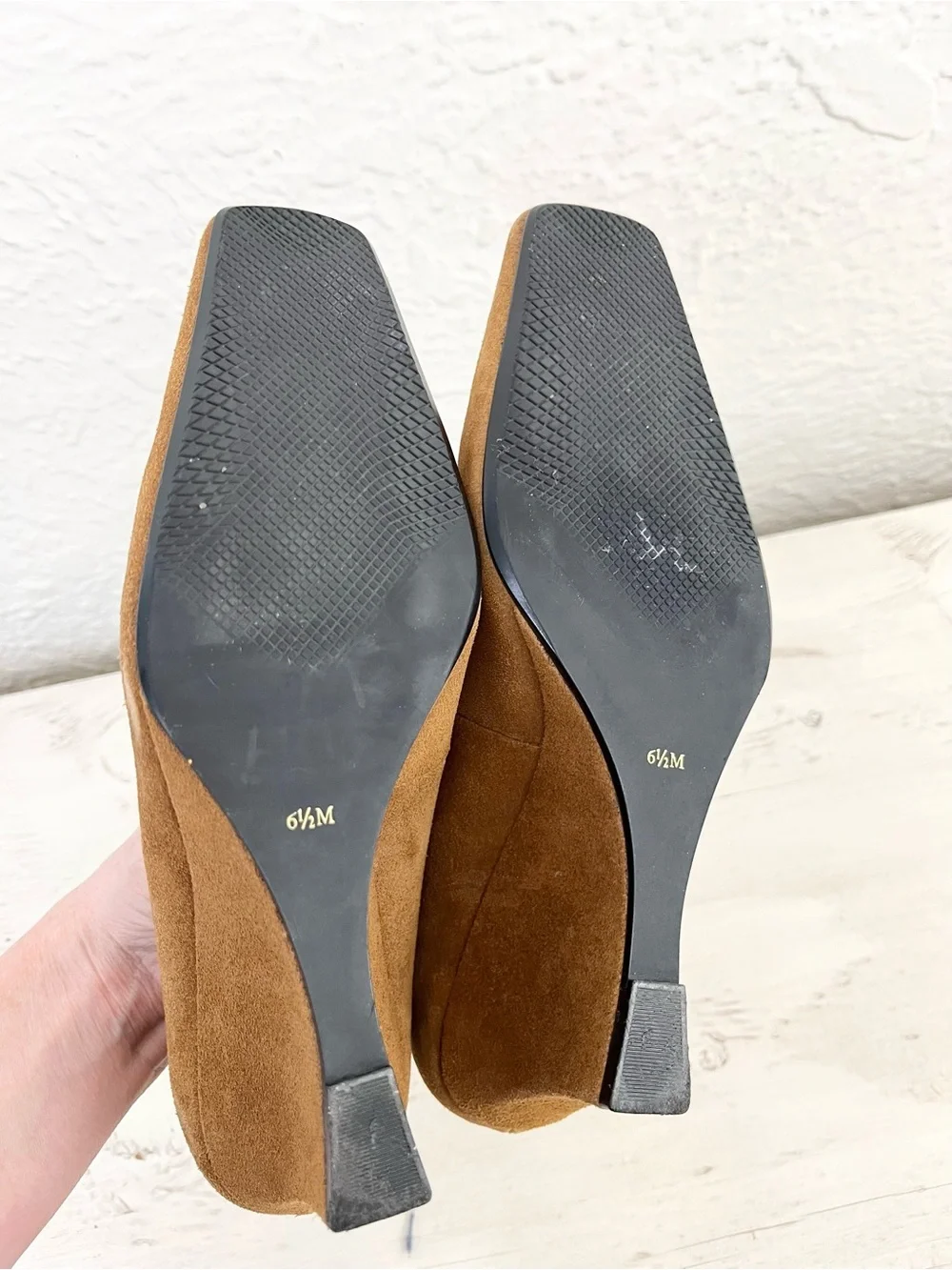 Vintage 90s Y2K Suede Wedge Loafers Tan Preppy 6.5